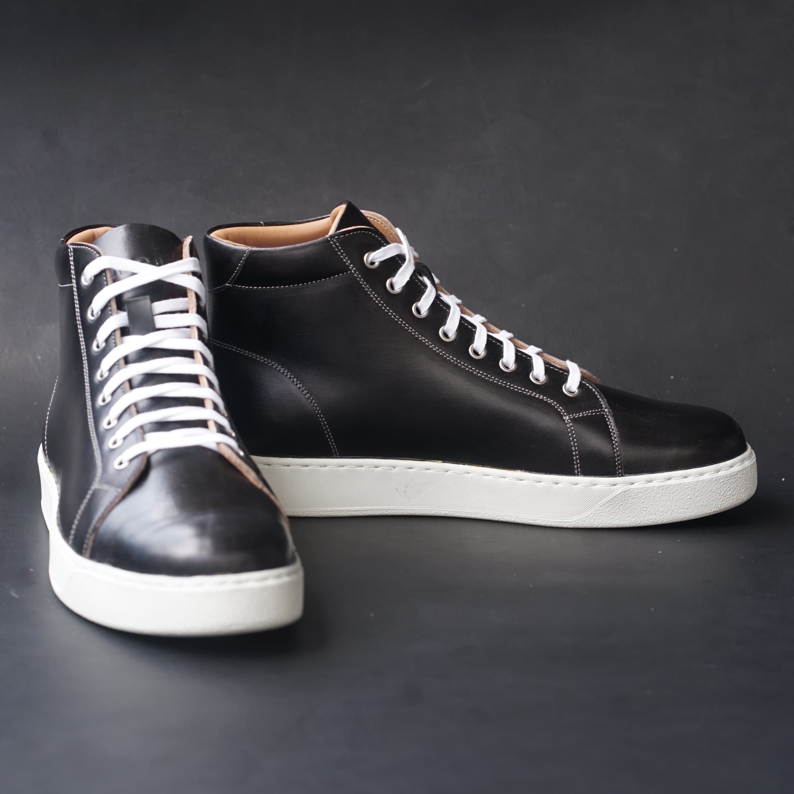 Songo High Top Rubber Sole Sneakers with Veg Tan Leather